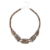Jay King Sterling Silver Mushroom Rhyolite Beaded Bib  Necklace, 18"